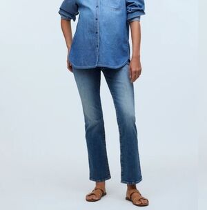 Madewell Petite Maternity Over The Belly Kick Out Crop Jeans Oneida Wash Size28P